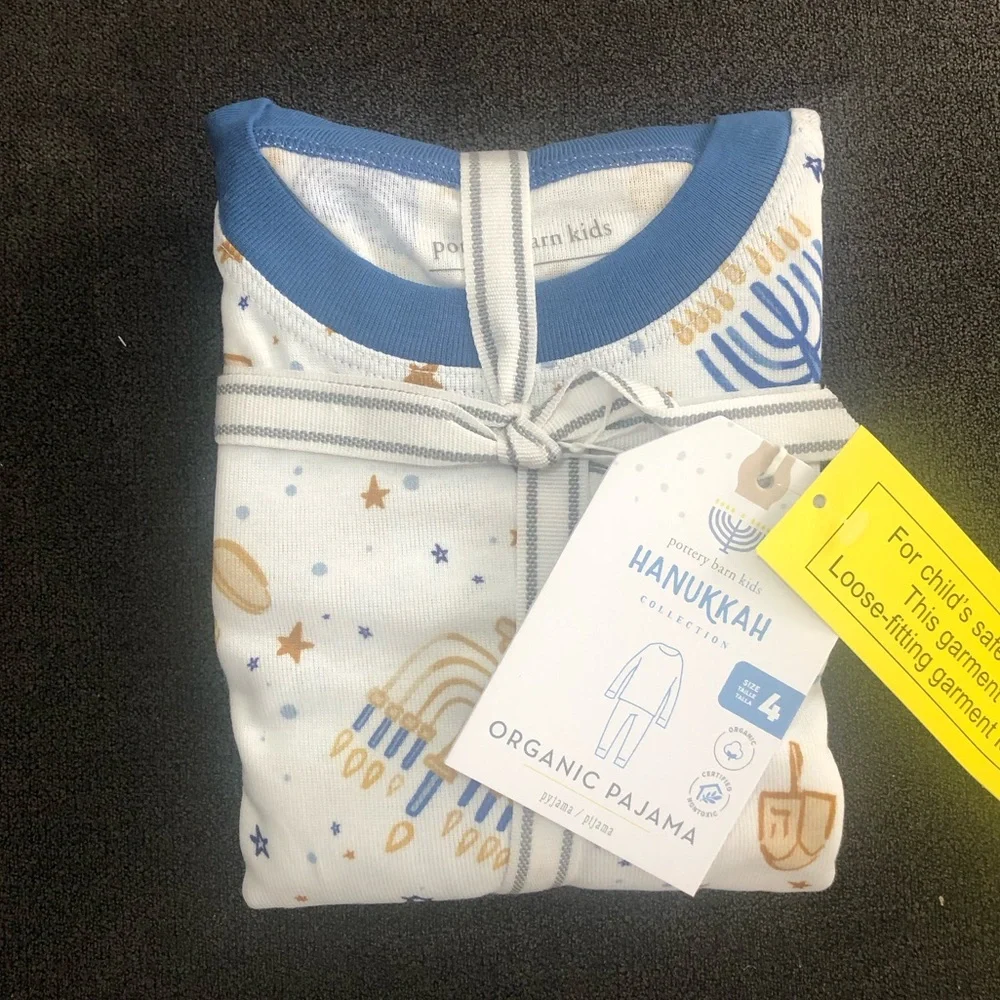 Pottery Barn Hanukkah Organic Cotton Pajama Set size 4